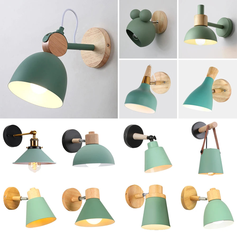 lampe murale moderne conique verte éclairage chambre cuisine salle manger entree étude salle bain