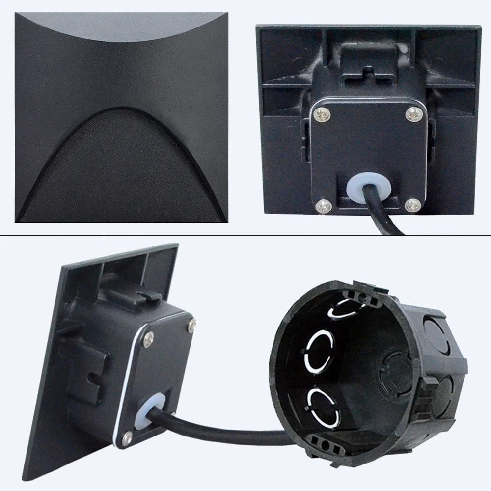 applique murale led sensorielle noir blanc gris contemporaine fixée mur vis câble interrupteur