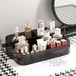 organisateur maquillage boîte rangement bijoux noir rayures moderne respectueux environnement cosmétiques flacon crème rouge