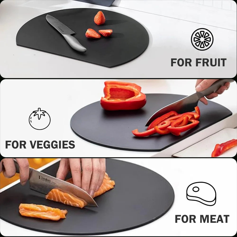 planches découper silicone flexible double face antidérapante noires modernes cuisine