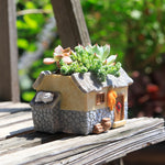 pots plantes résine imitation pierre succulentes figurine coq décoration maisonnette rustique miniature