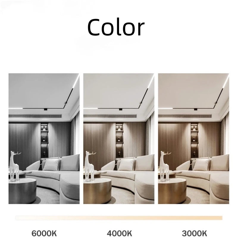 système éclairage led rail moderne noir barres lumineuses spots connecteurs dimmable 48v 220v