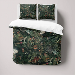 ensemble literie moderne feuilles fleurs oiseaux vert foncé noir blanc adultes enfants single double