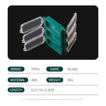 boîtes rangement pêche bleu vert noires compartiments hexagonales pratiques métal