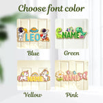 plaque porte personnalisable dessin animé fleurs papillons licorne verte bleue jaune rose