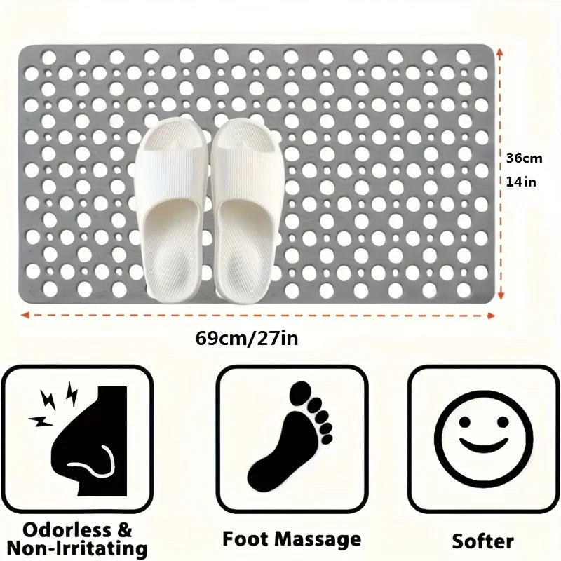 tapis bain douche gris vert perforations anti dérapage moderne salle bain ventilation trous ronds
