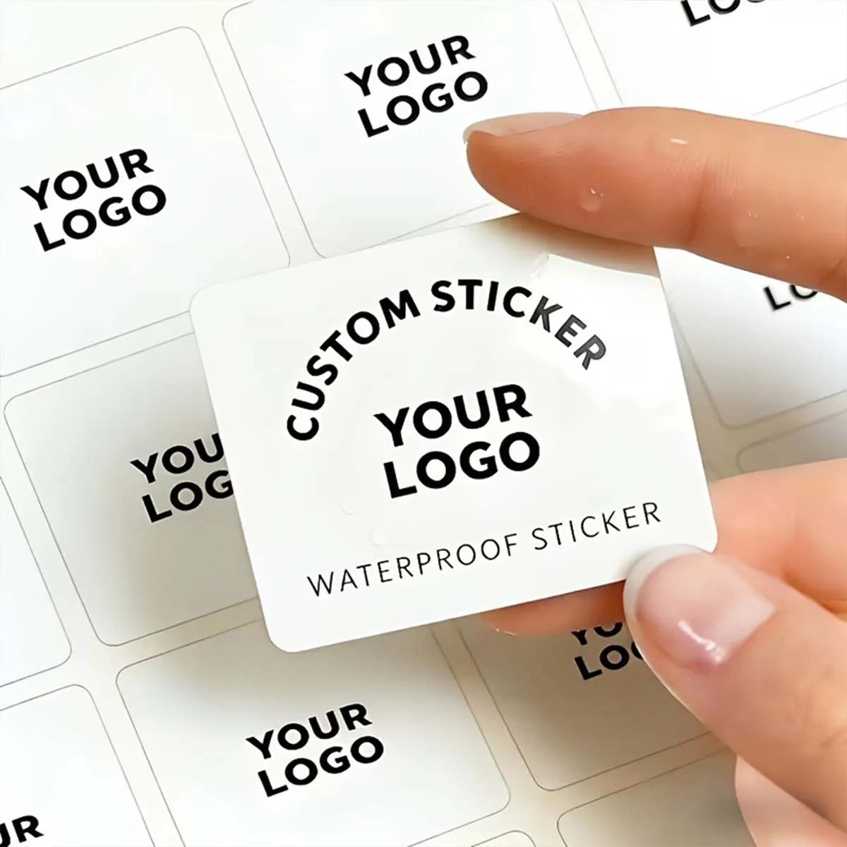 sticker personnalisable blanc adhésif 3cm 4cm 5cm imperméable logo minimaliste pack 20pcs 40pcs 80pcs