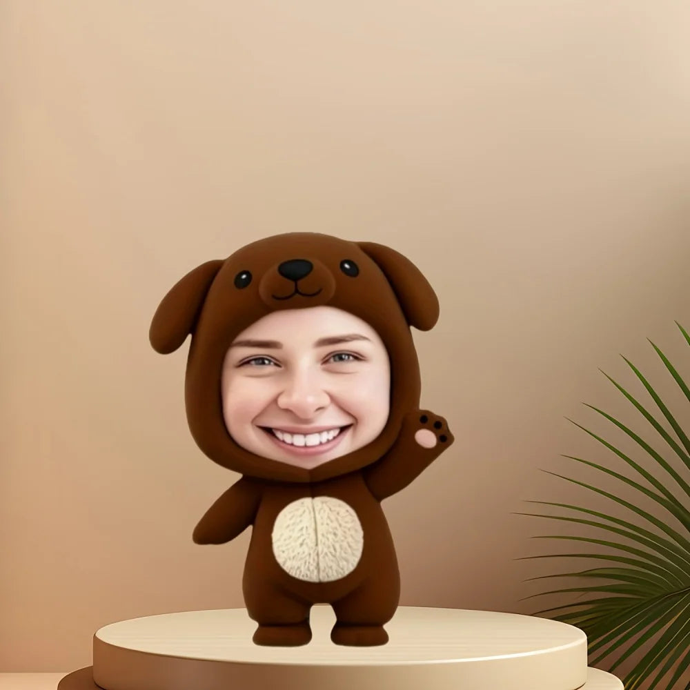 peluche personnalisée visage humain costume chien marron clair doux créatif adultère oblong lavable machine