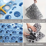 tapis bain douche gris vert perforations anti dérapage moderne salle bain ventilation trous ronds