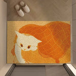 tapis sol antidérapant orange blanc moderne chat motifs géométriques