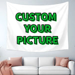 tapisserie moderne personnalisable blanc vert lettres CUSTOM YOUR PICTURE occasion fête noël mariage anniversaire