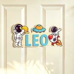 plaque porte personnalisable dessin animé fleurs papillons licorne verte bleue jaune rose
