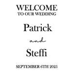 sticker personnalisable blanc noir lettrage classique miroir mariage texte opaqué 20cm 30cm 40cm 50cm