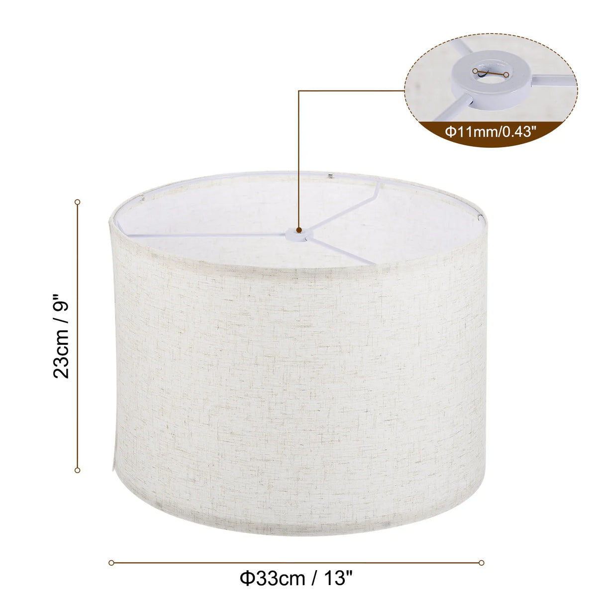 abat jour moderne toile lin blanc clips facile table chevet lampe diamètre 33cm hauteur