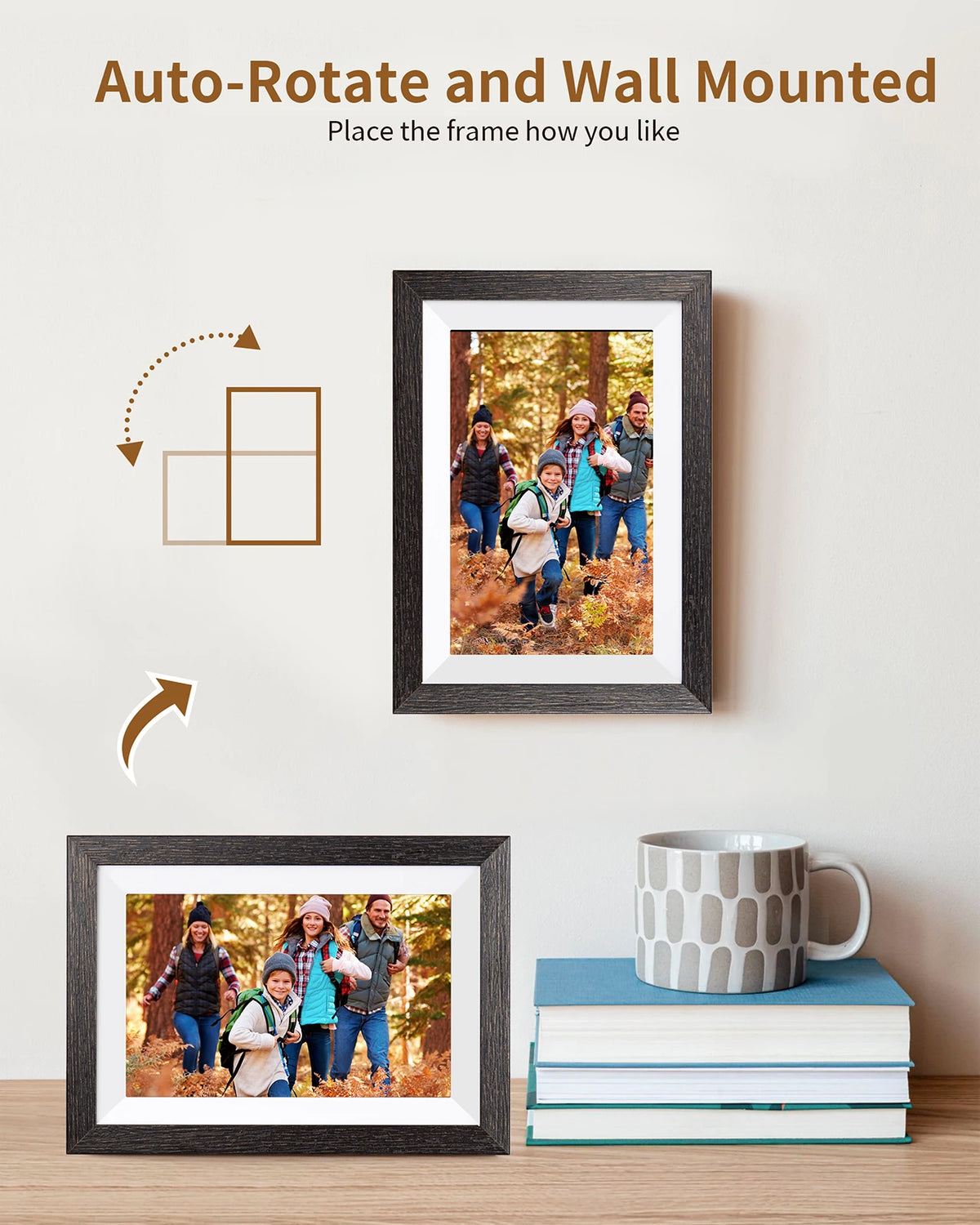 Cadre photo numérique écran tactile 1280x800 32Go Wi Fi résolution haute qualité bois minimalisteécran