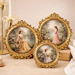 Cadres photo ovales vintage ornaements floraux shabby chic decoratifs imprimés motifs roses vintage floral