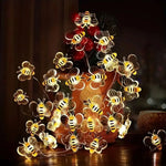 guirlande lumineuse abeilles led transparente rayures noires blanches clips décorative moderne extérieure intérieure célébrations