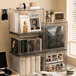 boîtes rangement transparentes modernes minimalistes livres cd magazines figurines decoration 45cm 60cm xl xxl