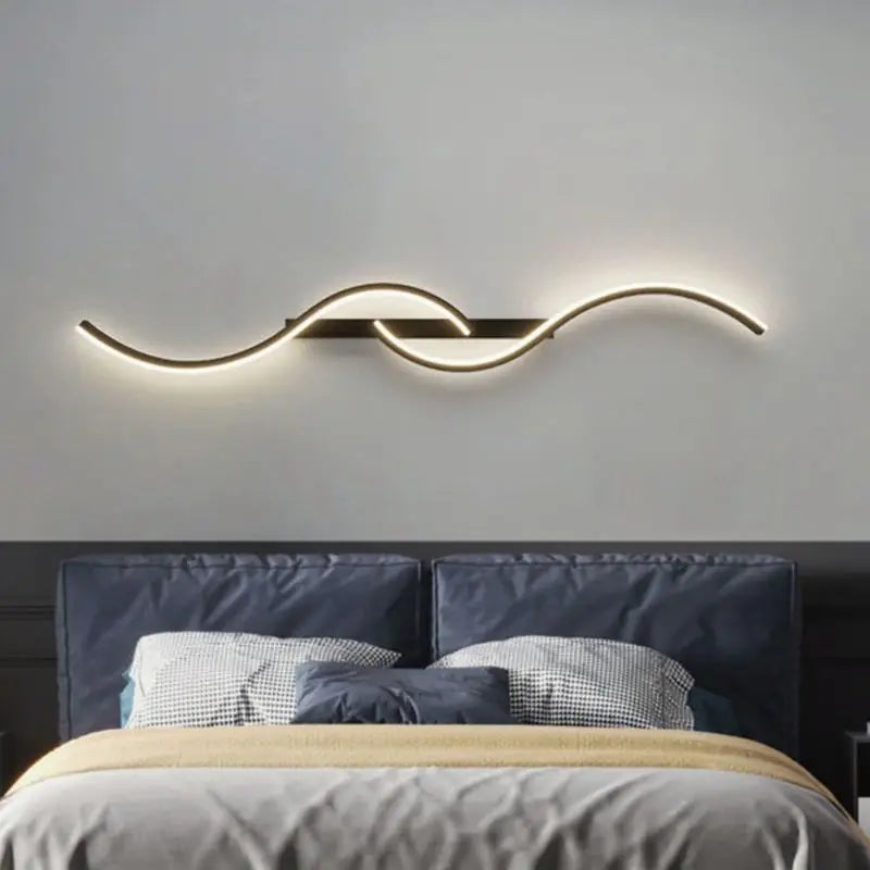 lampe murale led or noir moderne ondulé éclairage cuisine salon chambre coucher
