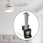 support ventilateur gris noir industriel fixations vis base carrée connecteur électrique câble Jaune