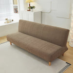 housse canapé lit marron clair jacquard motif géométrique extensible protection salon chambre moderne