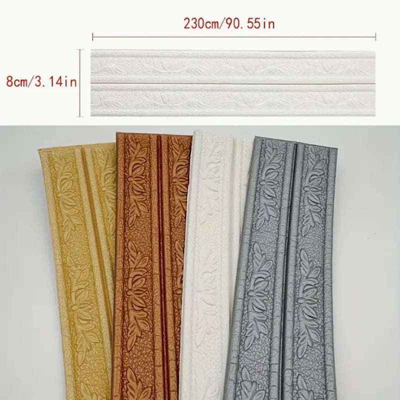 profils decoratifs adhésifs fleurs or blanc gris résistants humide chambre moderne classic