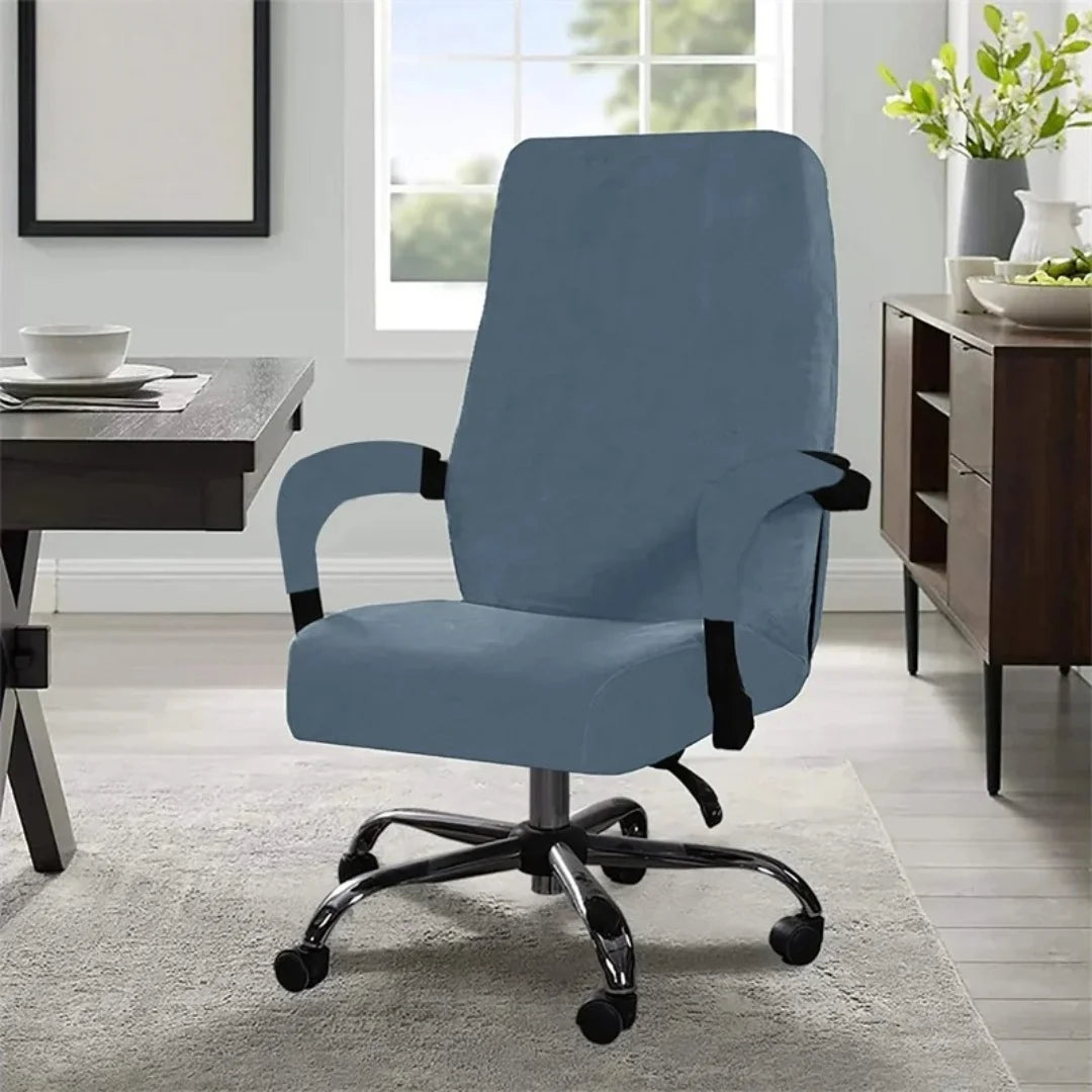 housse chaise velours bleu clair polyester clips métalliques moderne amovible pièces