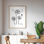 Stencil blanc minimaliste fleurs pissenlit papillons peinture art mural décoration tissus scrapbooking