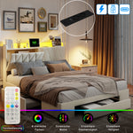 Tête de lit avec ports USB et boutons décoratifs