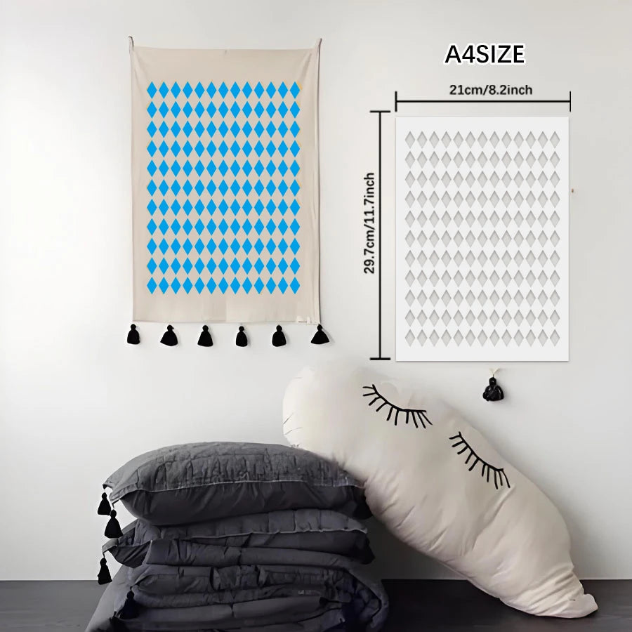 gabarits peinture géométriques blanc bleu beige modernes adhésifs A4 réutilisables bricolage maison