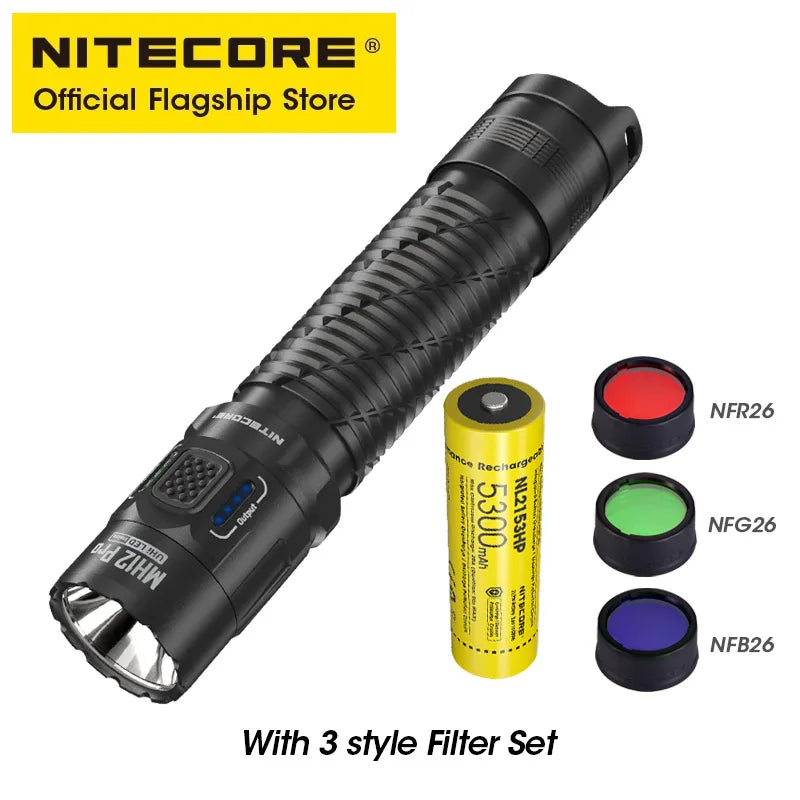 lampe torche noire rechargeable 3300 lumens ip68 anti dérapante compacte