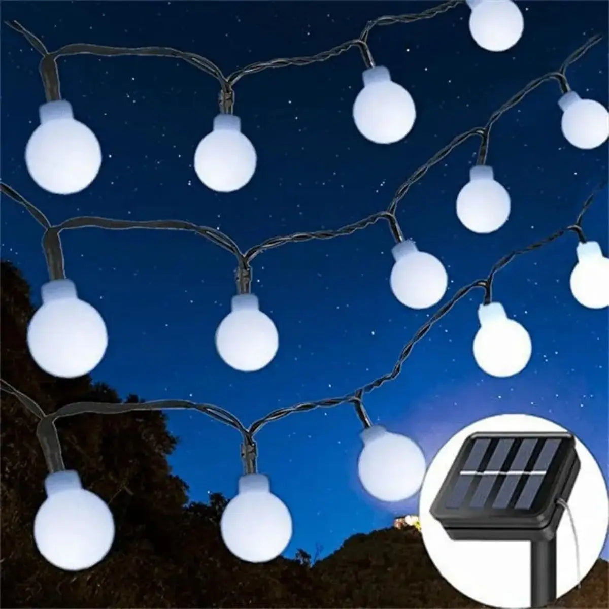 guirlande lumineuse solaire blanc festif extérieur jardin panneau solaire led opaque festiveextérieurDecoration