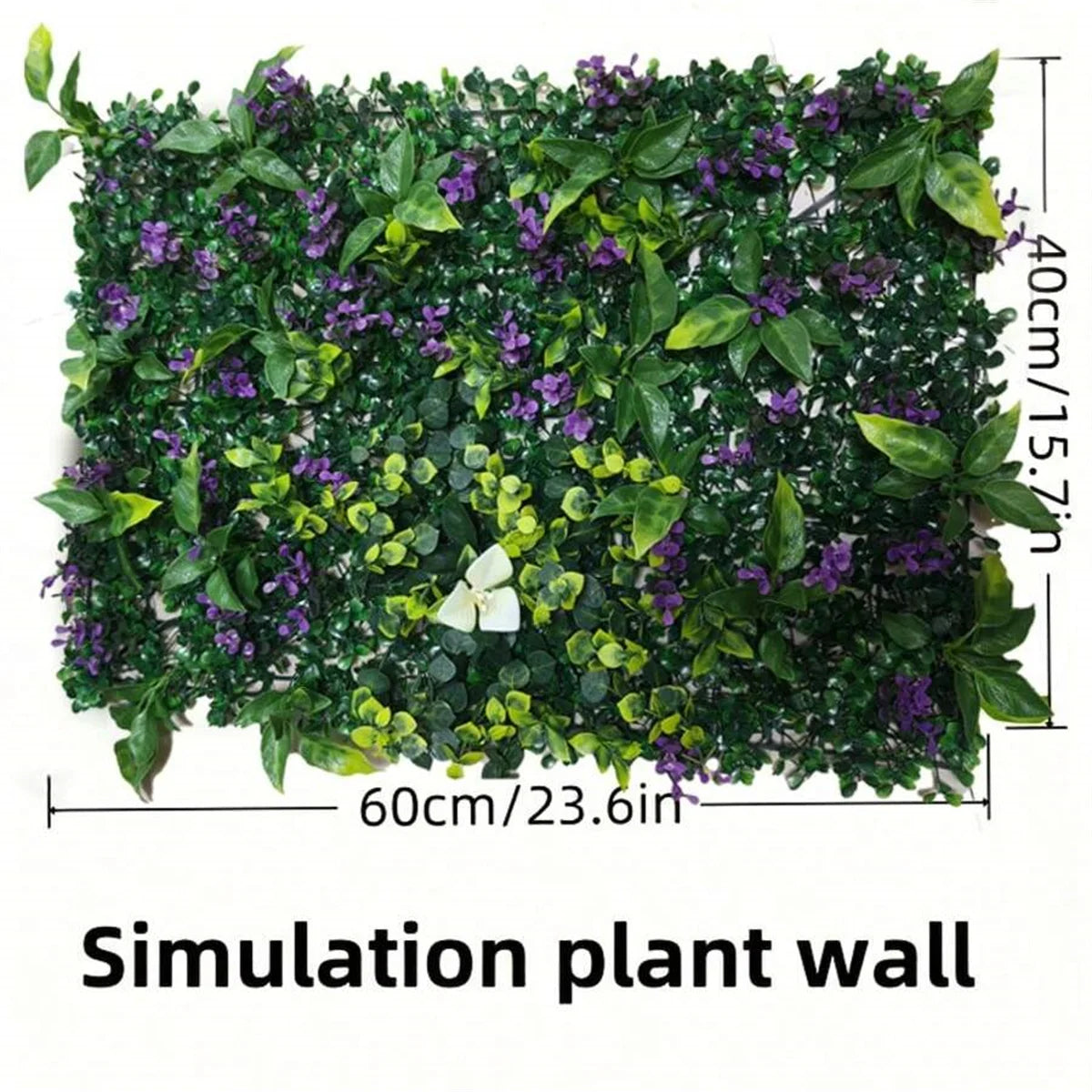 décoration murale moderne panneau végétal artificiel feuilles vertes fleurs violettes clips extérieur intérieur