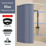 cabine douche pliante rideau polyester tufté beige gris bleu marine rayures verticales moderne tringle