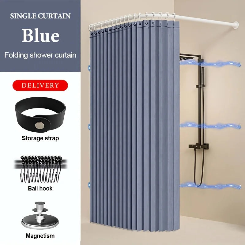 cabine douche pliante rideau polyester tufté beige gris bleu marine rayures verticales moderne tringle