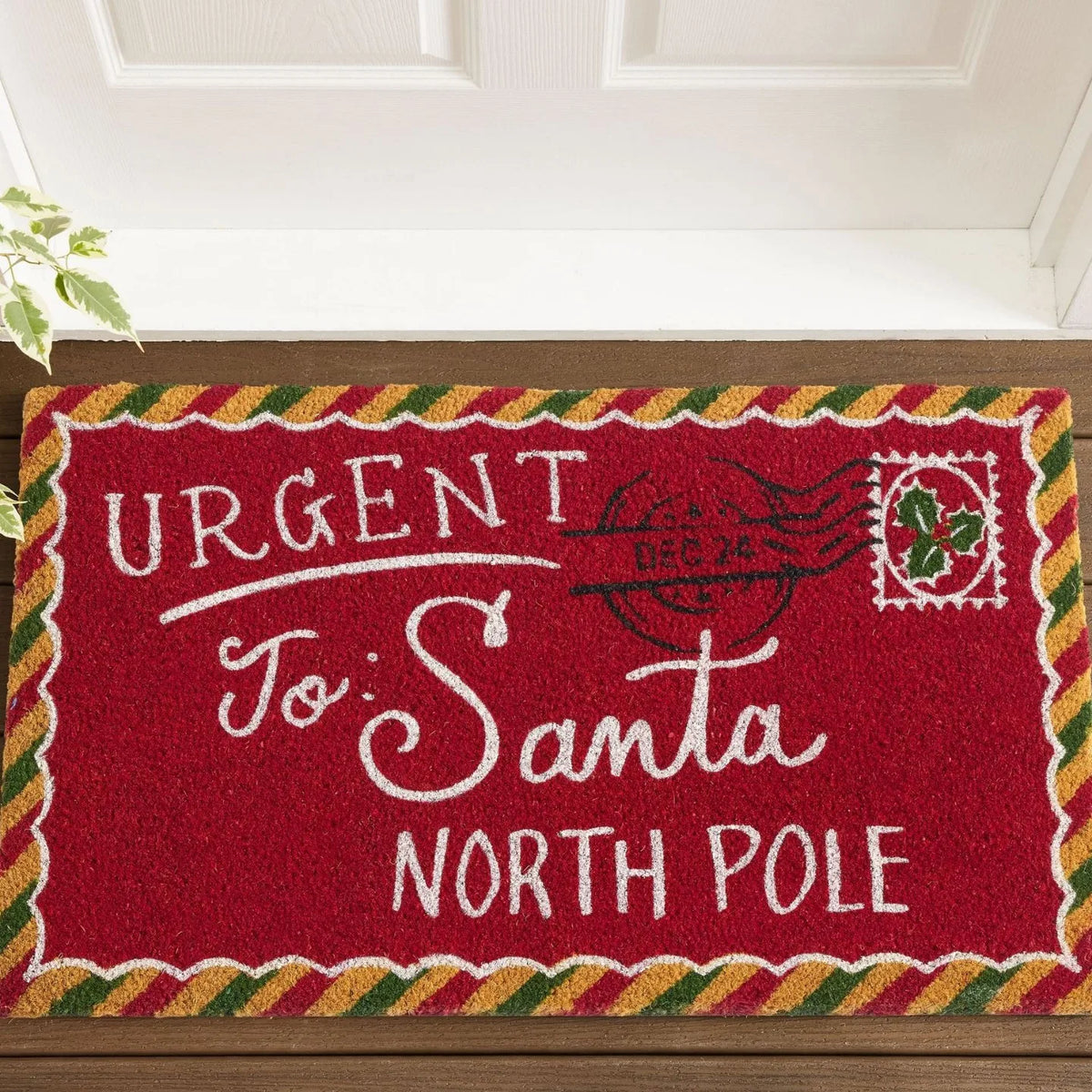 tapis pvc antidérapant rouge motifs noël lettres brodées résistant extérieur entrée chambre fille