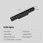 système éclairage led rail moderne noir barres lumineuses spots connecteurs dimmable 48v 220v