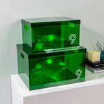 boîtes rangement transparentes géométriques réutilisables poignées minimaliste respectueux environnement pliables