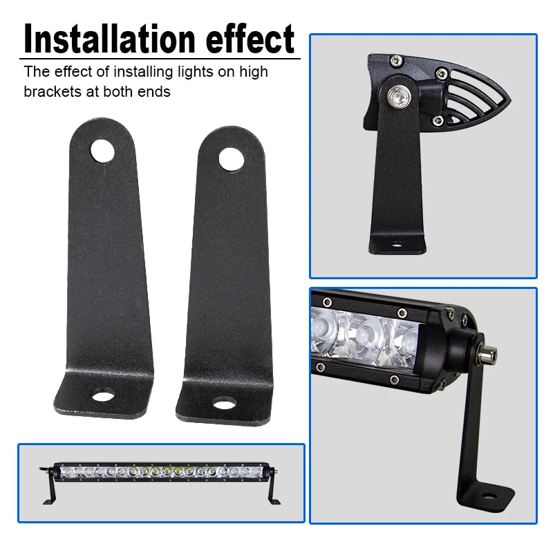 support montage barre lumiere travail noir industrielle fixations vis ecrous anneaux