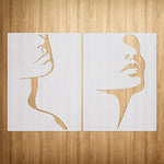 pochoir stencil visage blanc minimaliste moderne artisanat bricolage bois tissu papier