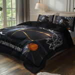 ensemble literie moderne sportif noir or blanc motif basket ball lignes dorées playoffs 180x220cm