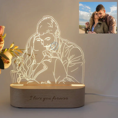 Lampe 3D personnalisée avec photo et texte gravé