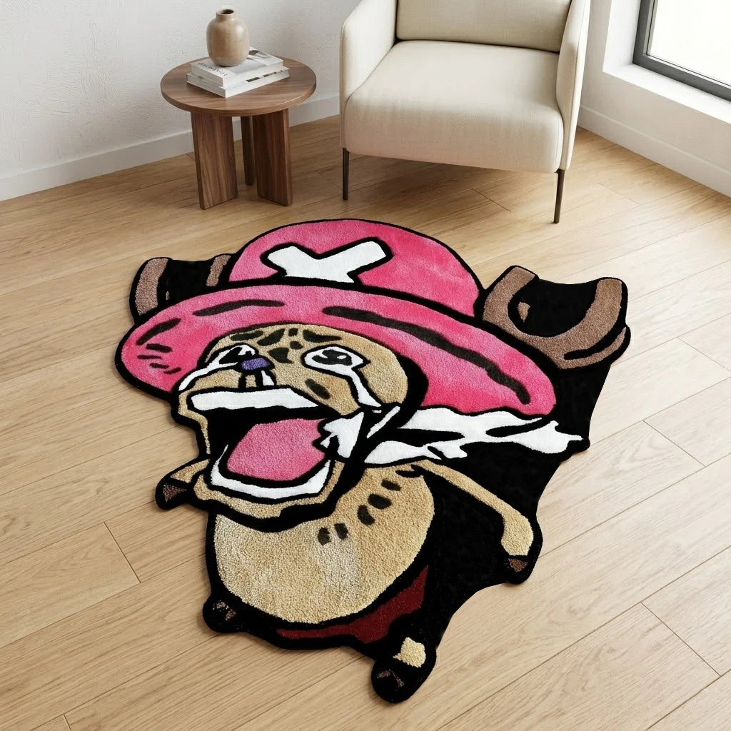 tapis sol antidérapant anime one piece chopper rose noir enfant pièce jouet cartoon