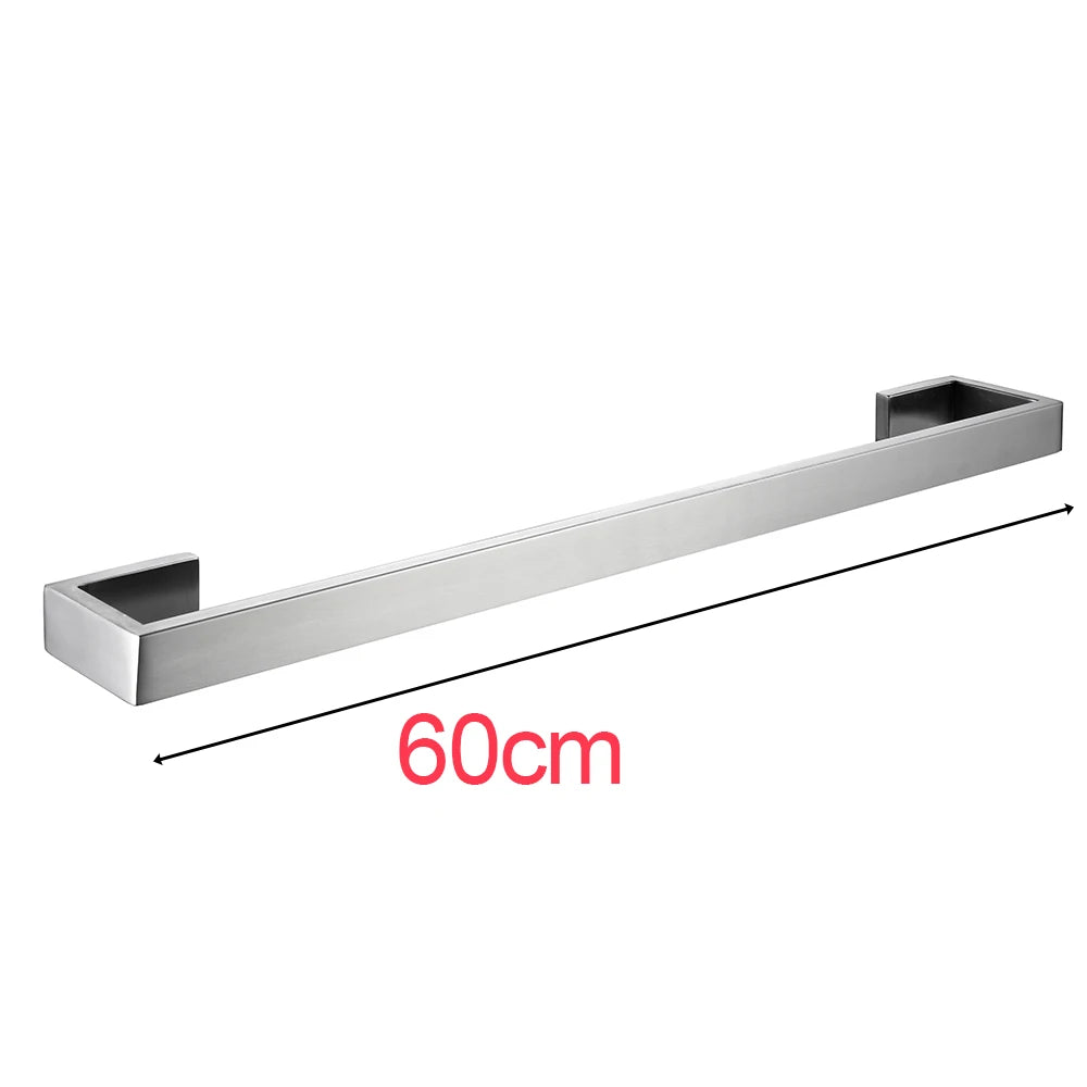 porte serviettes moderne acier inoxydable brossé argenté fixé vis ensemble quincaillerie salle bains métal