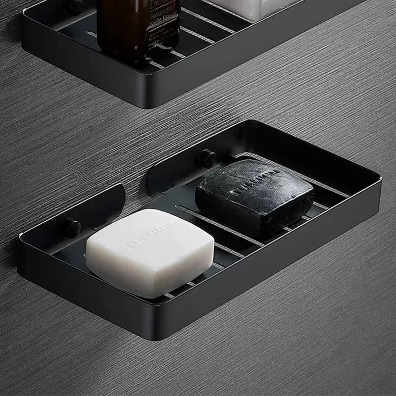 porte savon mural acier inoxydable noir argent bronze or moderne salle bains double boîte