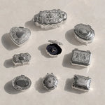 boîtes bijoux argentées émaillées art nouveau motifs floraux rangement cadeau vintage métal