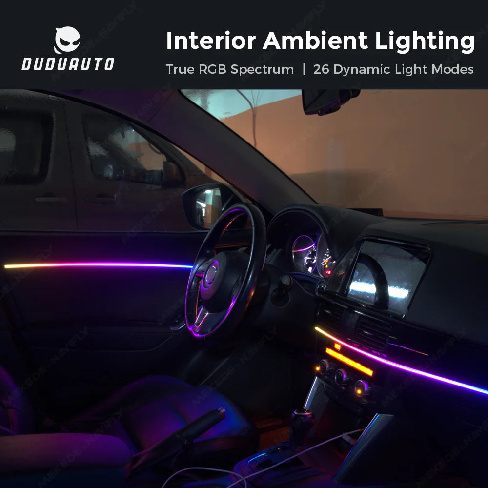 ruban lumineux ambiance intérieure voiture noir moderne 26 modes éclairage dynamique