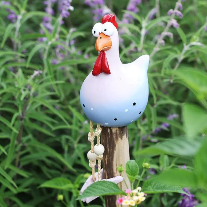 figurines poulets noir blanc rose bleu jaune gris points noirs fond clair decoratif clips