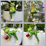statuette grenouille verte humoristique transparente jardin balcon vertes blanches marron posant bouteille verre decorationextérieur