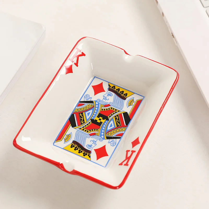 cendrier céramique blanc rouge carte cœur classique poker salon ornement cadeau homme erotique